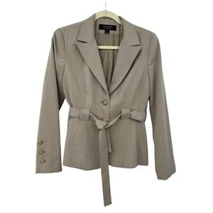 Signature by Larry Levine Tan Pinstriped Belted Woman’s Blazer
